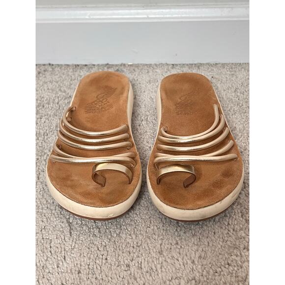 Ancient Greek Hypatia Leather Comfort Strappy Sandals Brown/Metallic Womens 35 - Picture 6 of 10